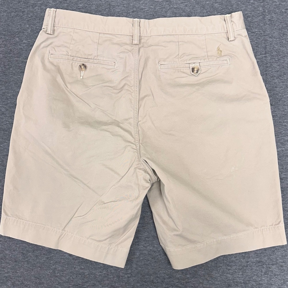 Polo Ralph Lauren Classic Fit 9" Shorts Khaki Flat Front Chino Casual Size 34 - Picture 7 of 9